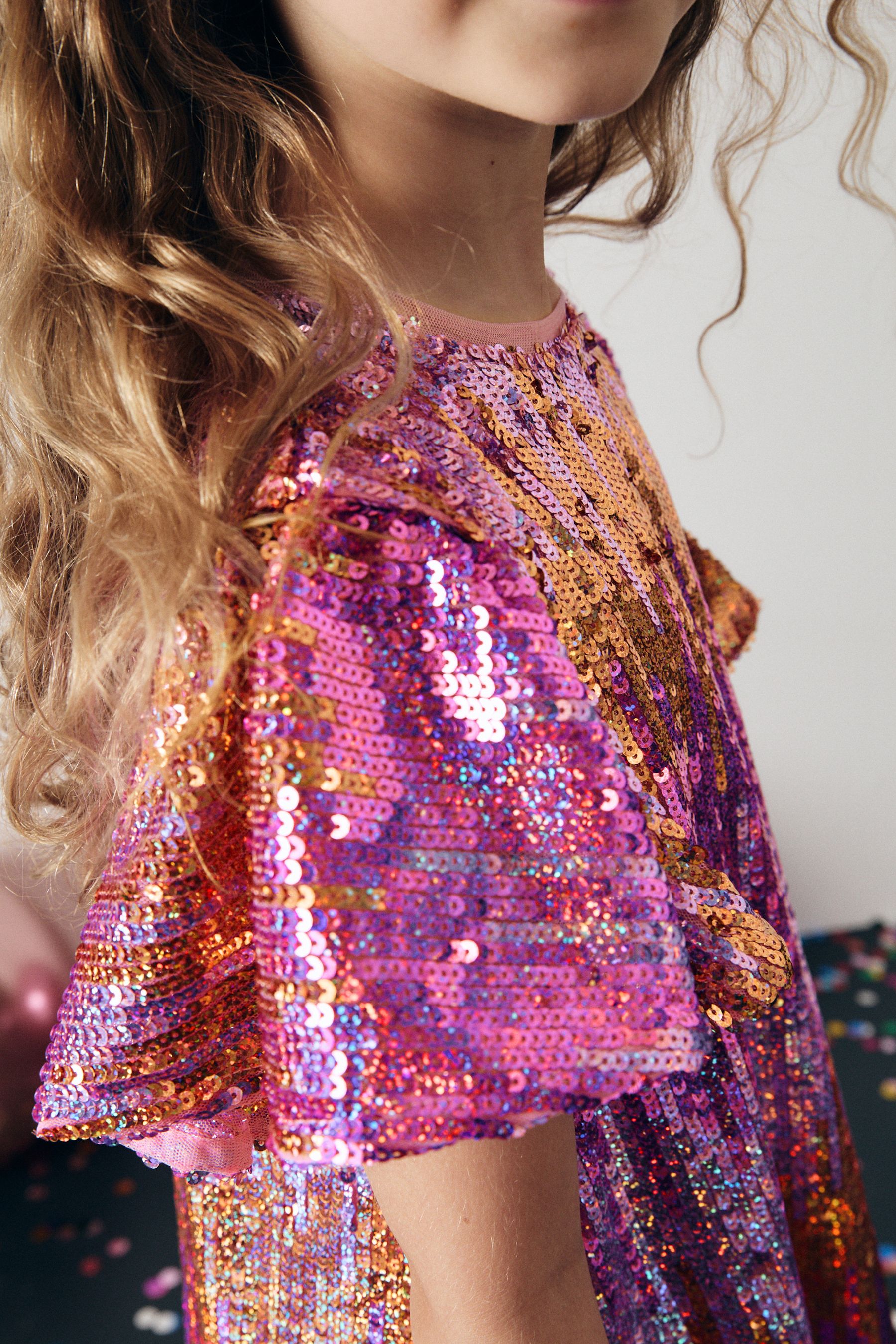Pink gold sequin dress top