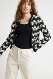 River Island Black Zigzag Knitted Cardigan - Image 1 of 4