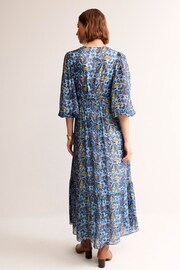 Boden Blue V-Neck Puff Maxi Dress - Image 2 of 6