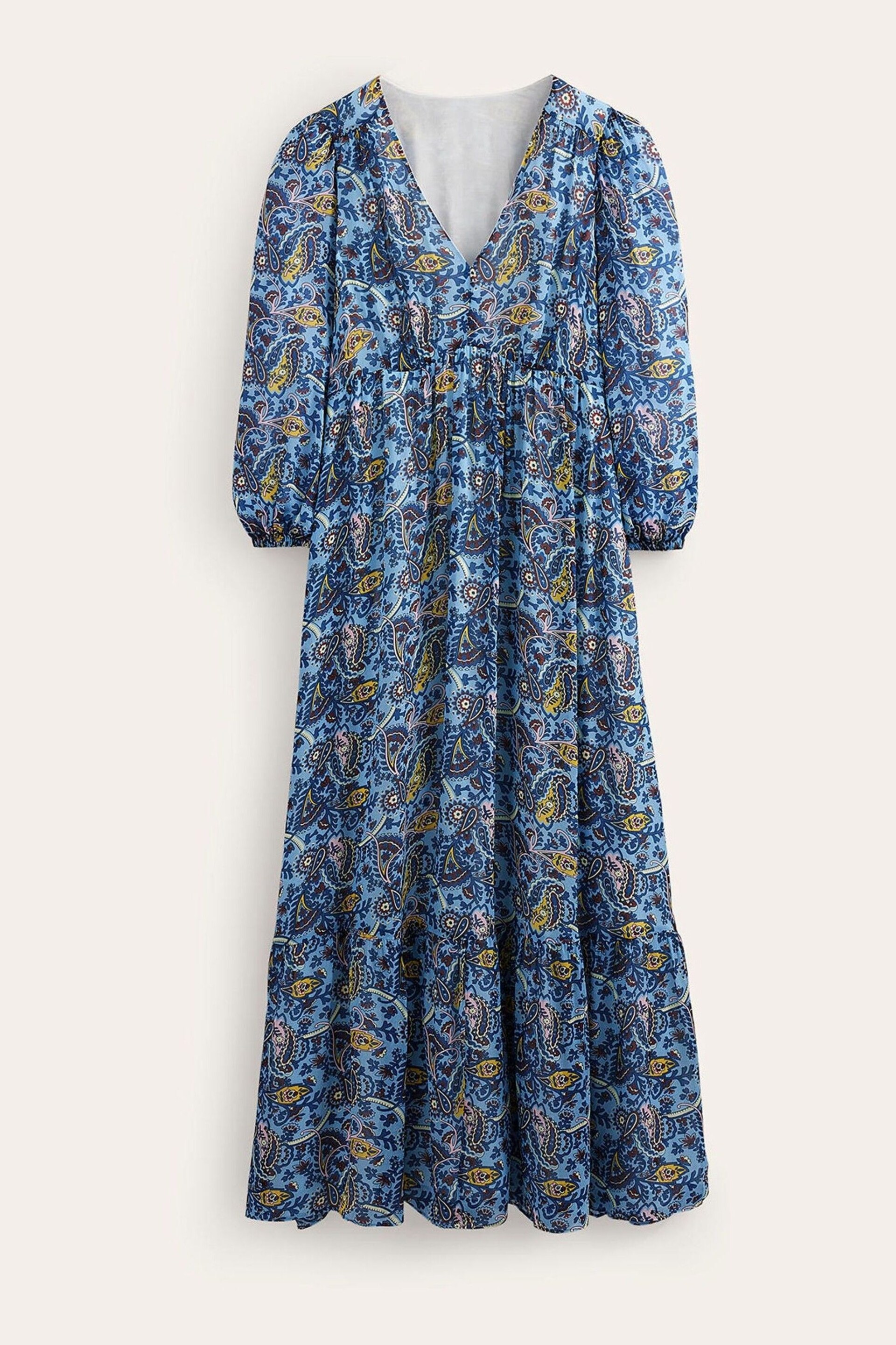 Boden Blue V-Neck Puff Maxi Dress - Image 6 of 6