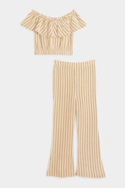 River Island Brown Girls Stripe 100% Cotton Bardot Set - Image 3 of 4