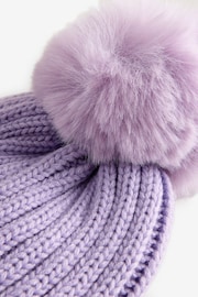 紫色 - Rib Pom Beanie Hat (3mths-16yrs) - 圖片 2，共 4