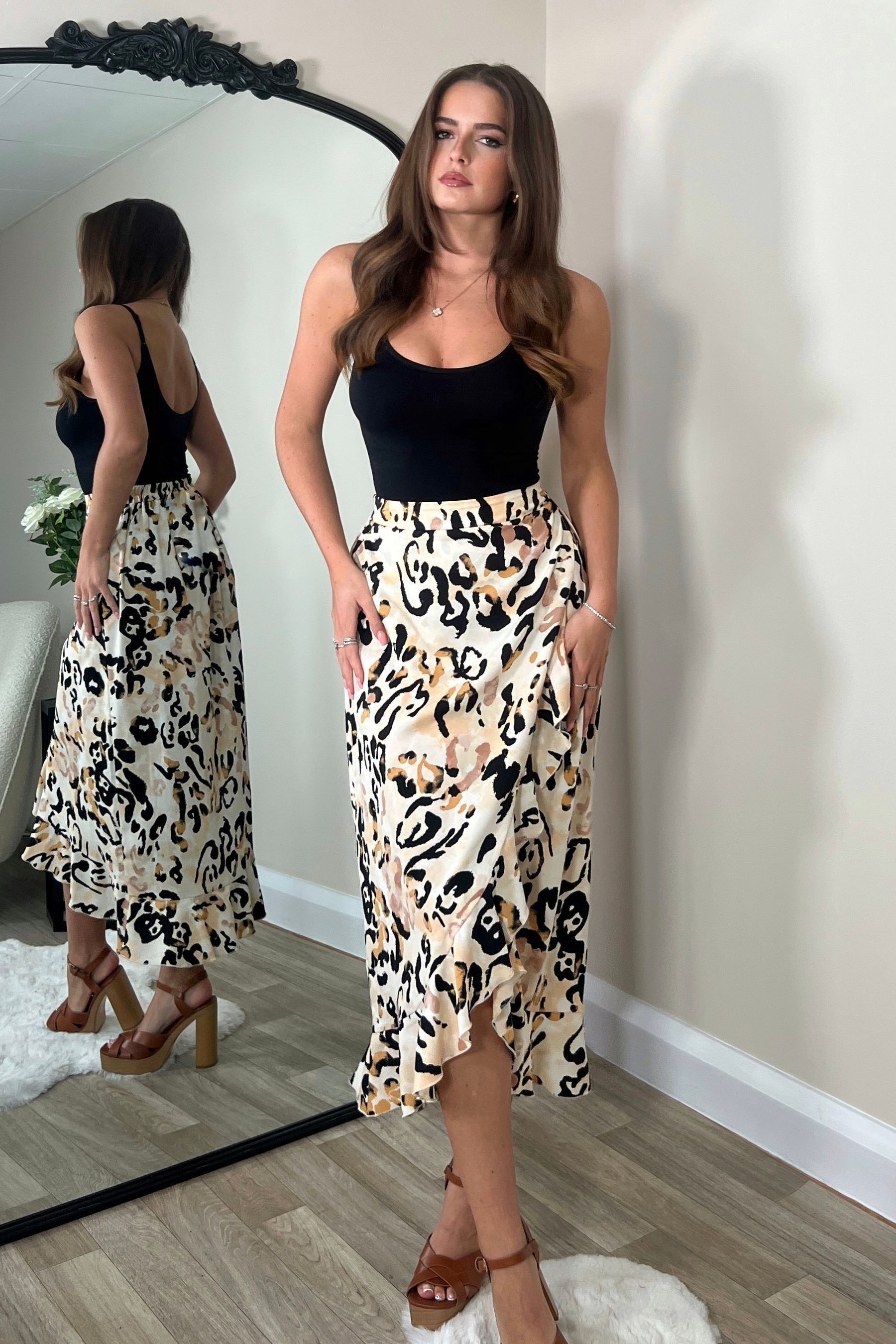Buy Girl In Mind Leopard Emily Frill Detail Wrap Skirt from the Next UK online shop