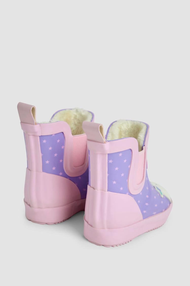 JoJo Maman Bébé Pink Cosy Lined Cat Ankle Wellies - Image 2 of 3