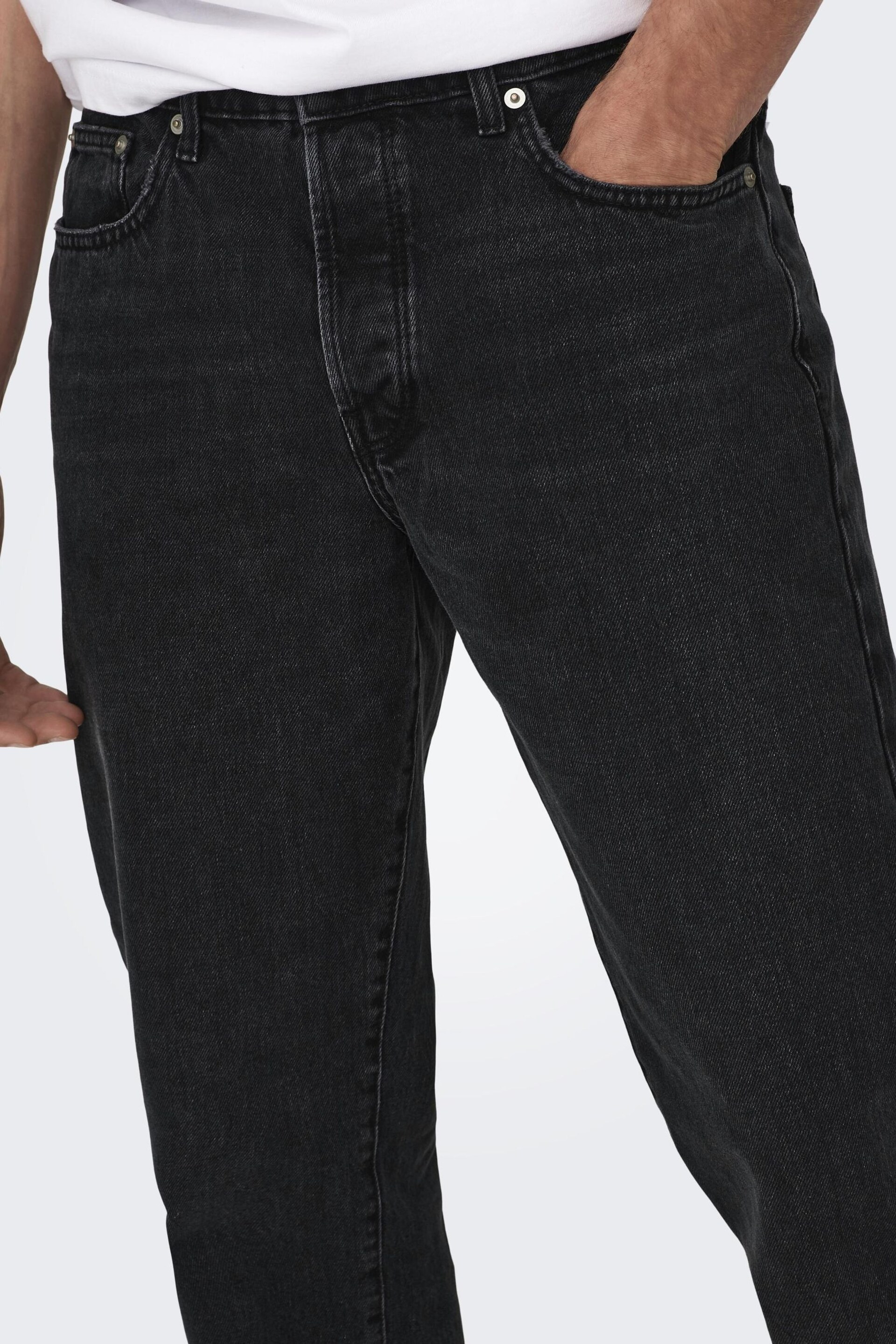 Only & Sons Black Straight Leg Jeans - Image 4 of 6