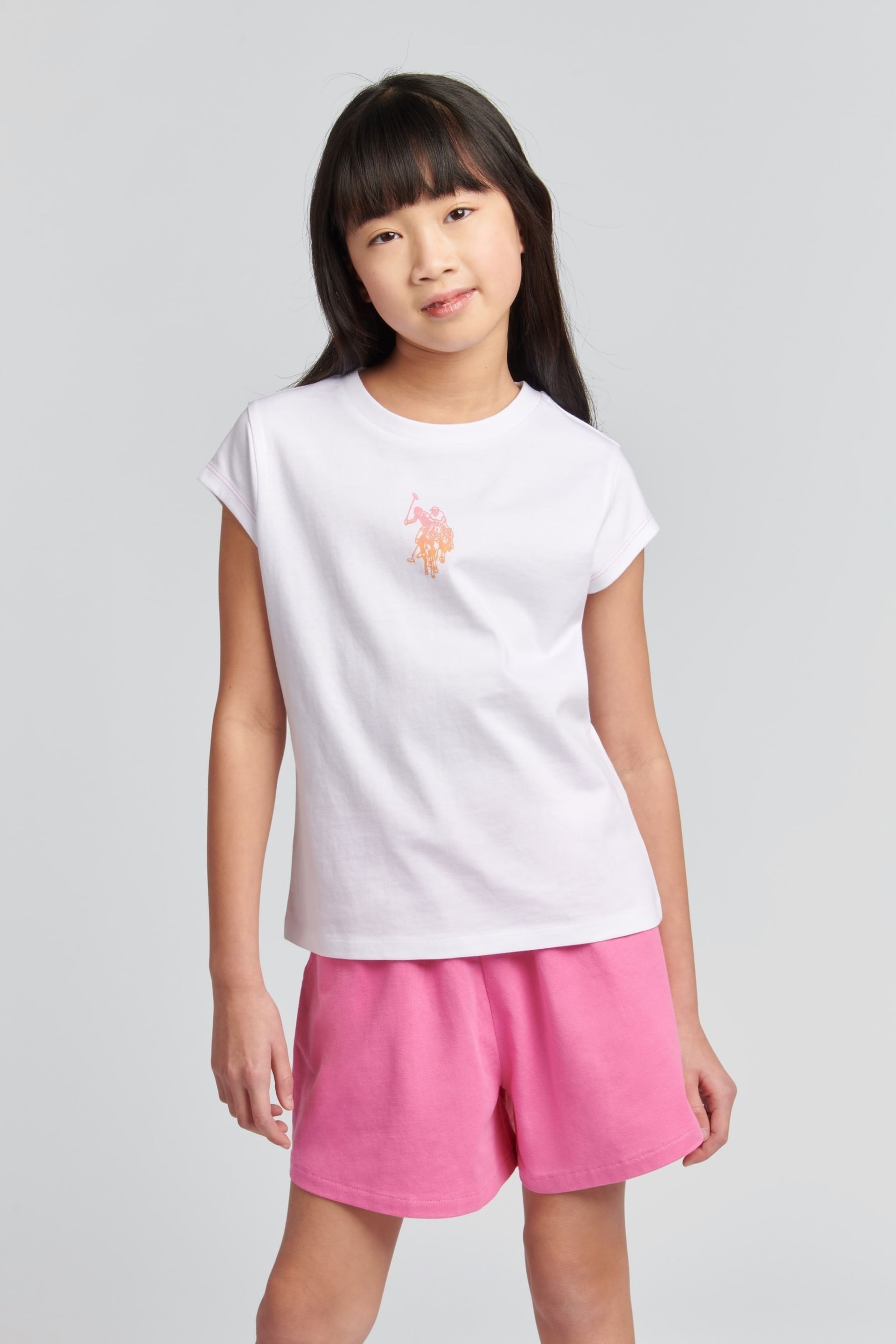 U.S. Polo Assn. Girls Ombre Bermuda Shorts & T-Shirt Set - Image 1 of 9
