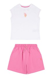 U.S. Polo Assn. Girls Ombre Bermuda Shorts & T-Shirt Set - Image 7 of 9