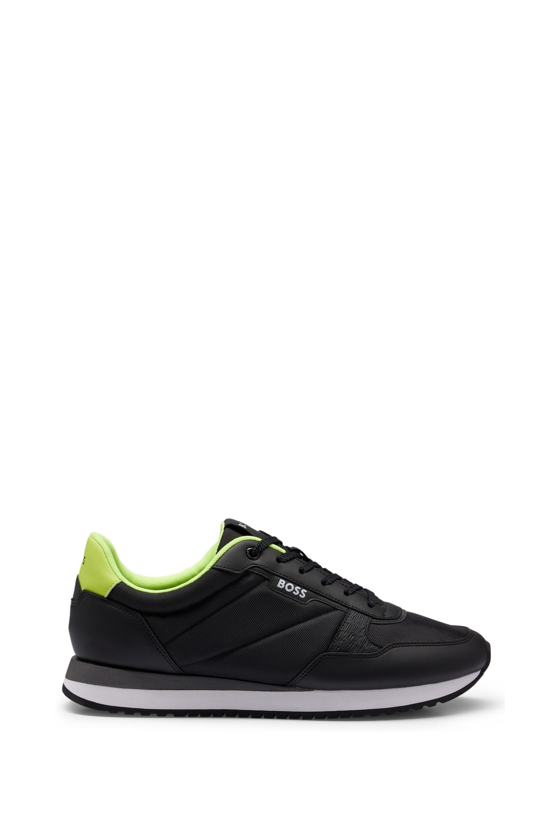 BOSS Black Mixed-Material Trainers With Pop-Colour Details - Image 1 of 5