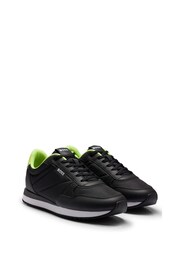 BOSS Black Mixed-Material Trainers With Pop-Colour Details - Image 2 of 5