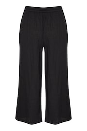 Kaffe Emily Culotte Elastic Waist 100% Cotton Black Trousers - Image 5 of 5