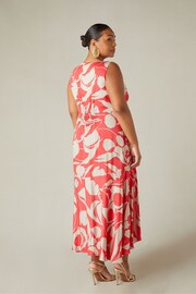Live Unlimited Curve Red Abstract Print Sleeveless Maxi Dress - Image 4 of 9