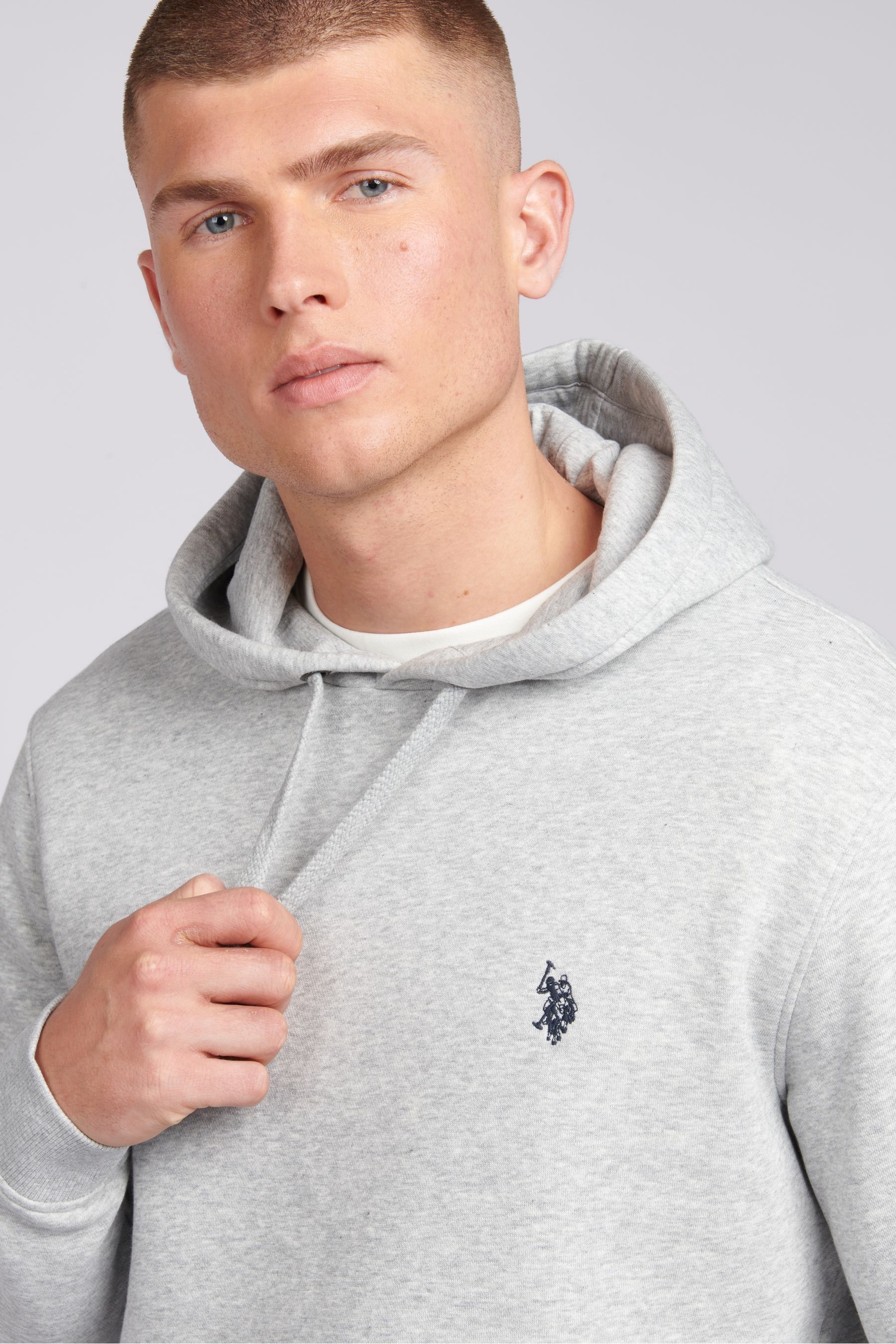 Buy U.S. Polo Assn. Grey Mens Classic Fit Double Horsemen Hoodie from Next Luxembourg