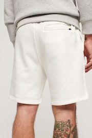 Superdry White Sportswear Embossed Loose 100% Cotton Shorts - Image 2 of 3