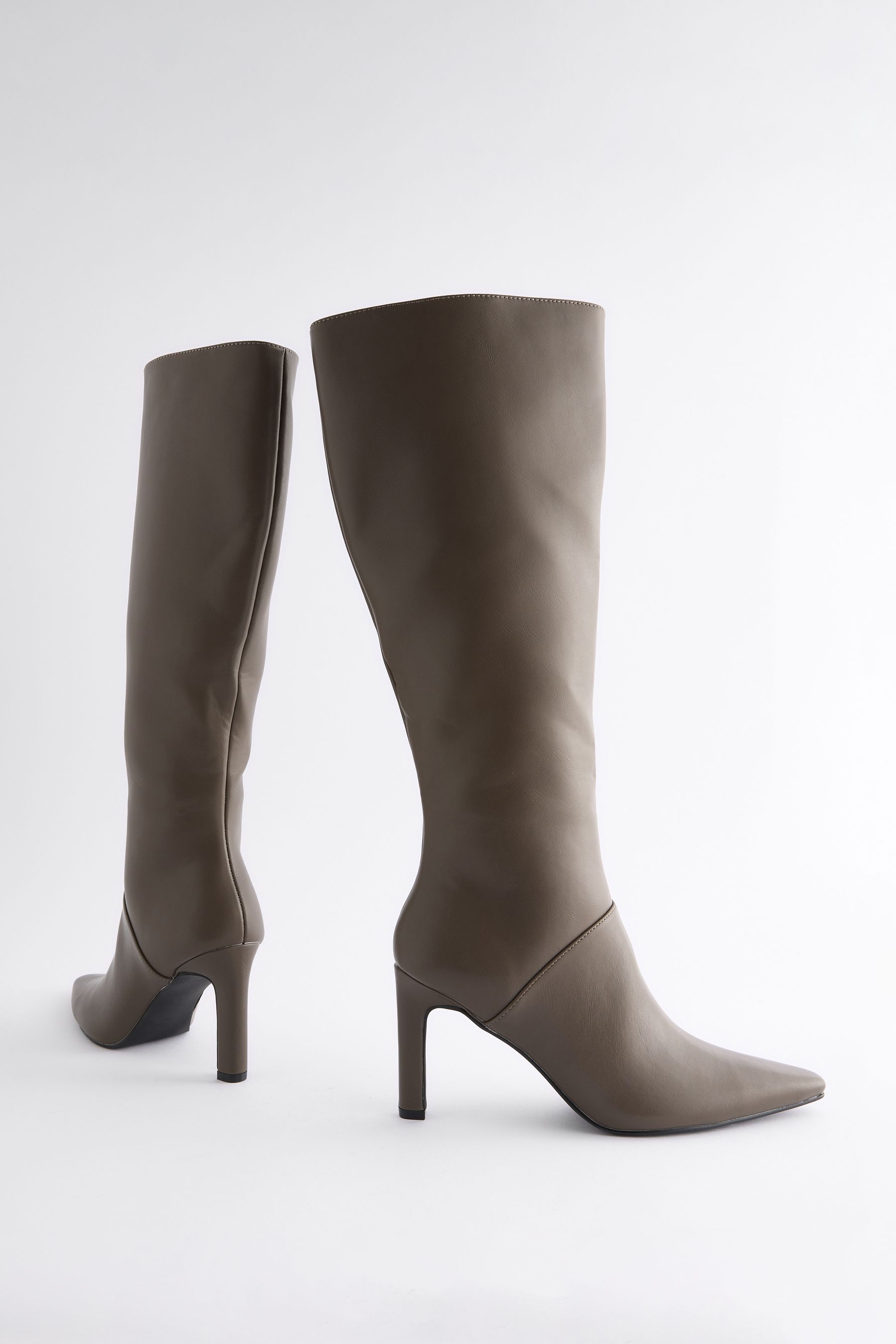 Taupe Forever Comfort Knee High Heeled Boots