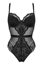 Pour Moi Black Fleur Half Padded Underwired Bra - Image 3 of 4