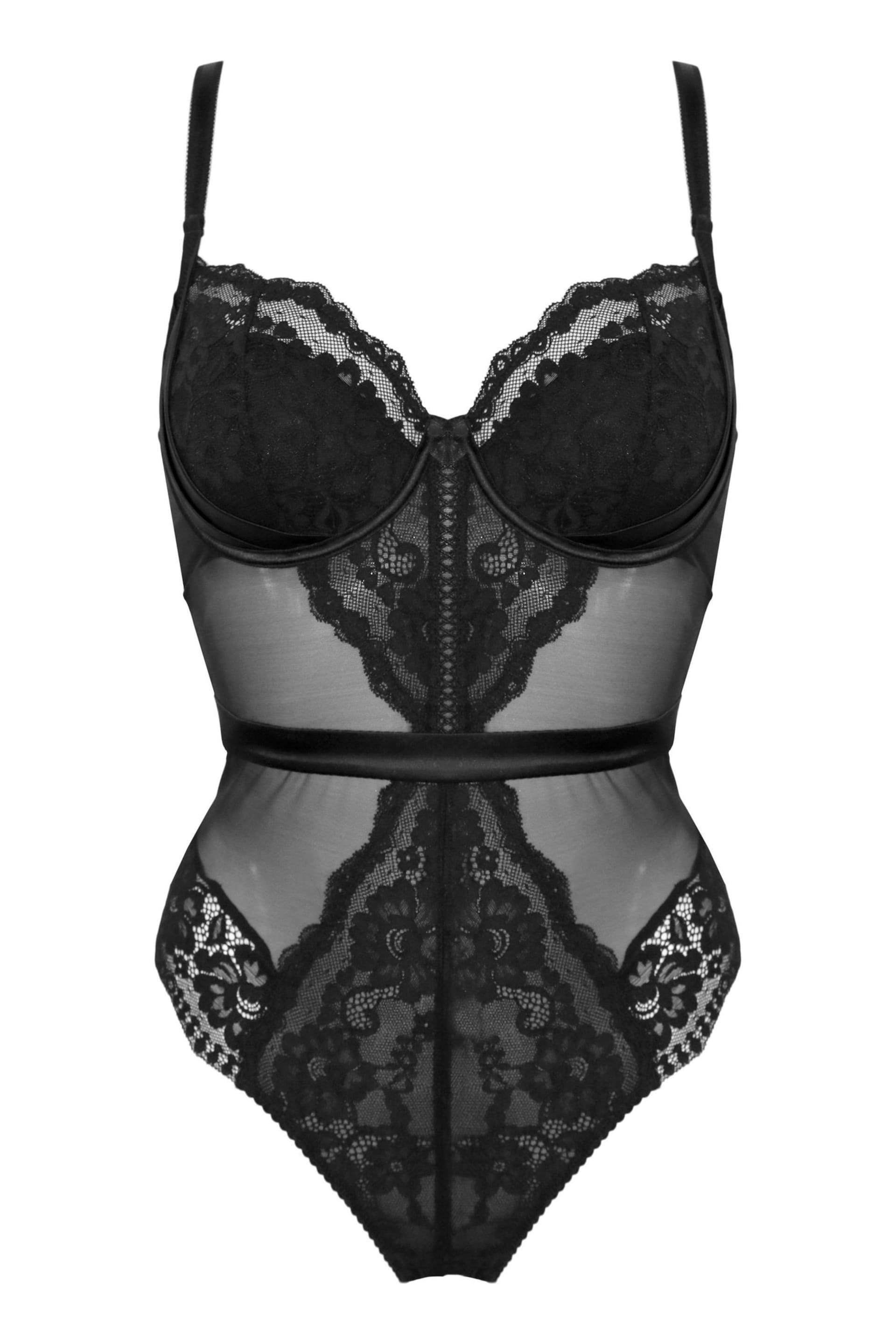 Pour Moi Black Fleur Half Padded Underwired Bra - Image 3 of 4