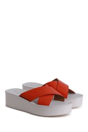 Linzi Orange Kasper Faux Leather Crossover Front Strap Flatform Sandals - Image 3 of 4