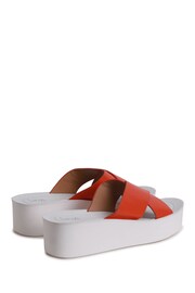 Linzi Orange Kasper Faux Leather Crossover Front Strap Flatform Sandals - Image 4 of 4