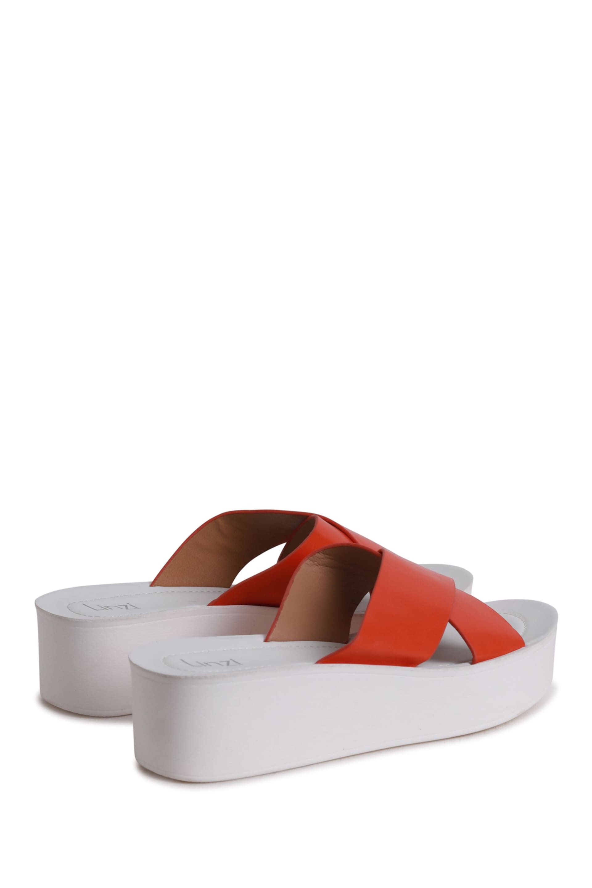 Linzi Orange Kasper Faux Leather Crossover Front Strap Flatform Sandals - Image 4 of 4