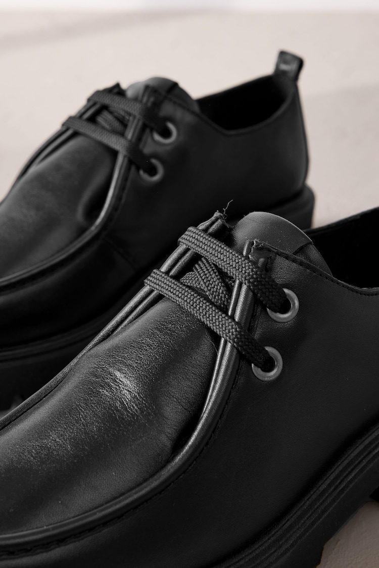 Black Premium Leather Chunky Lace-Up Shoes - Image 2 of 4