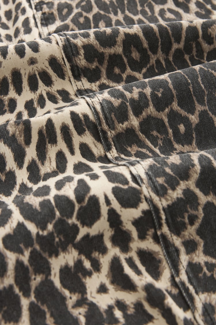 Leopard Print Denim Midi Skirt - Image 2 of 2