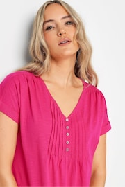 Long Tall Sally Pink LTS Tall Khaki Green Cotton Henley T-Shirt - Image 4 of 5