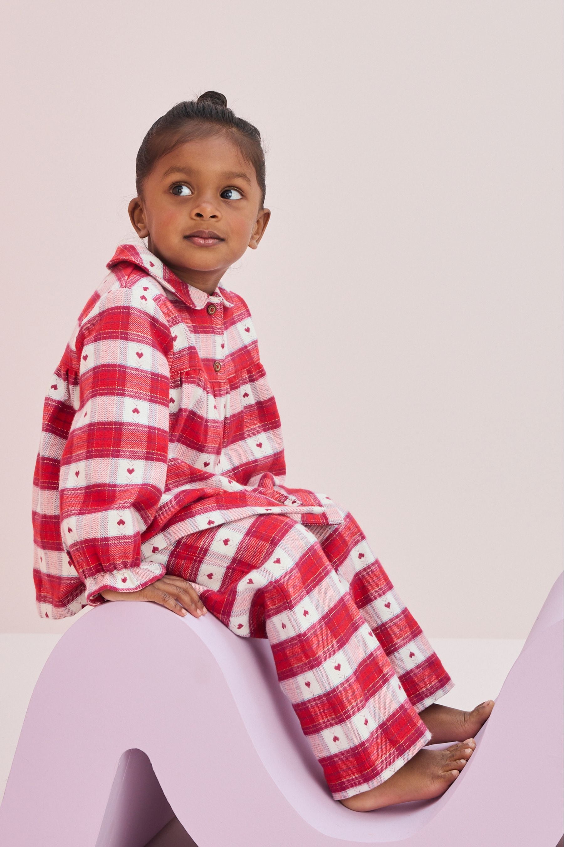 Red and white check pyjamas top