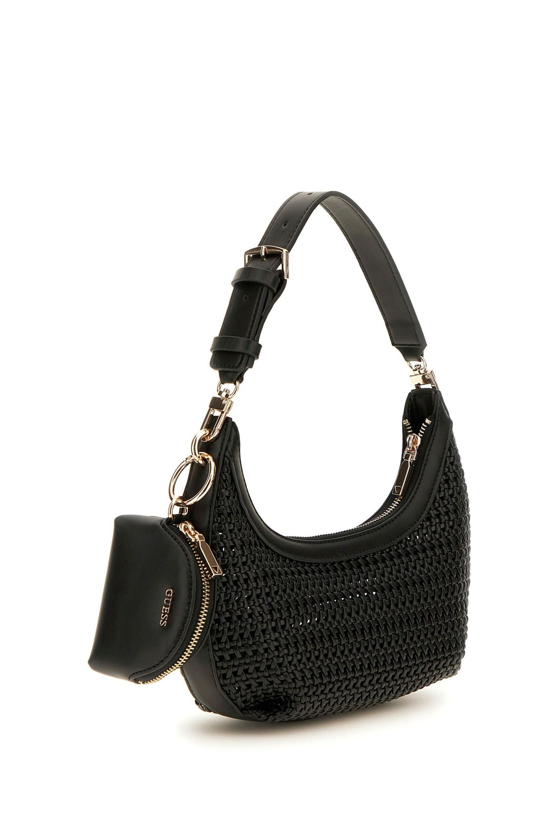 GUESS Black Woven Emelda Crossbody Shoulder Bag - Image 3 of 5