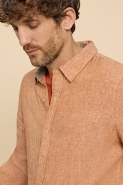 White Stuff Orange Pembroke Long Sleeve Linen Shirt - Image 4 of 7