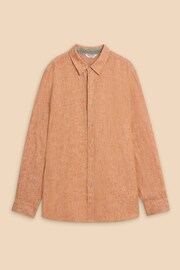 White Stuff Orange Pembroke Long Sleeve Linen Shirt - Image 5 of 7