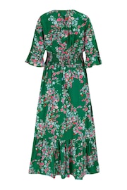 Pour Moi Green Multi Floral Carmen Fuller Bust LENZING™ ECOVERO™ Viscose Elasticated Neckline Midaxi Dress - Image 4 of 4