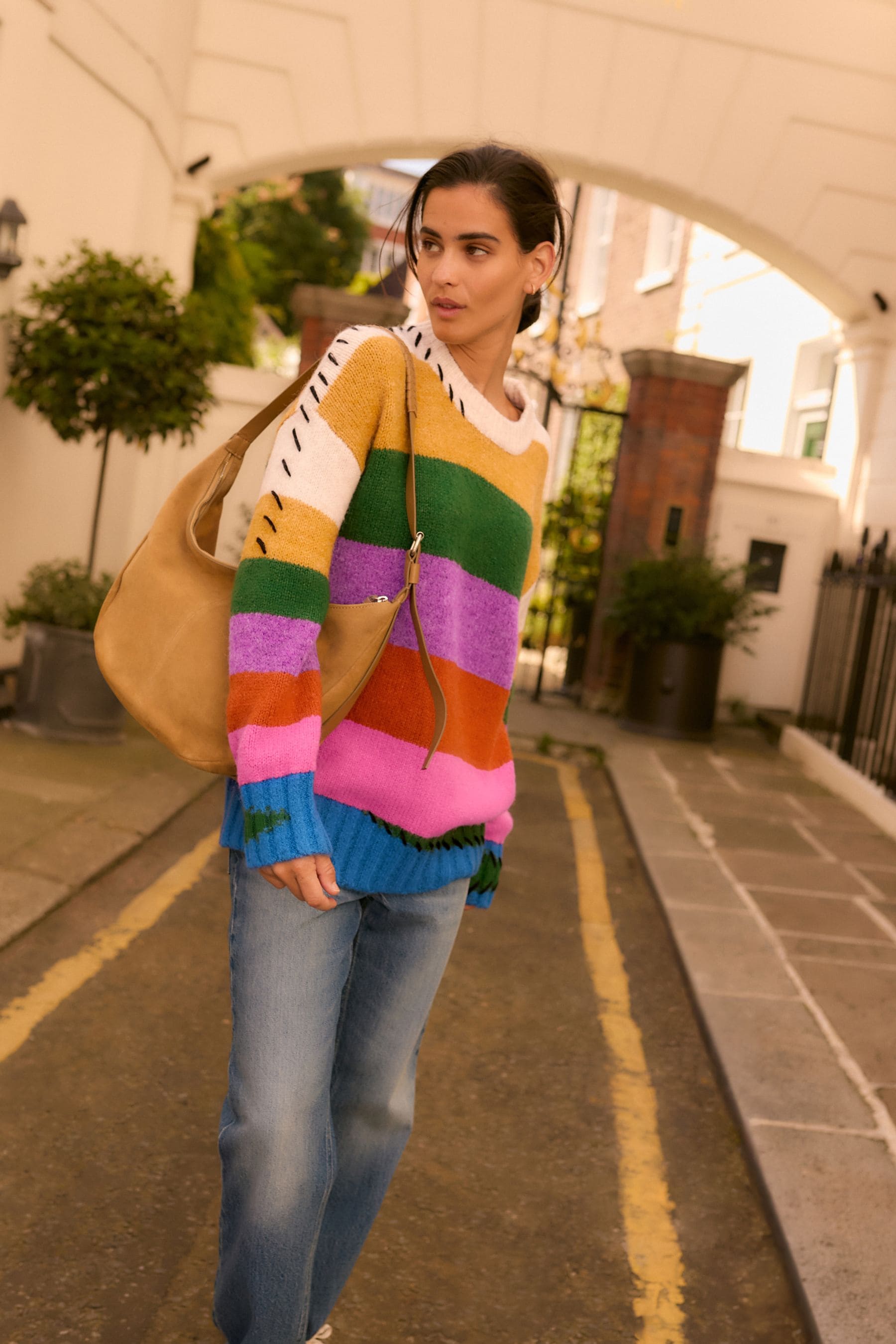 Buy Rainbow Soft Touch Bright Stripe Stitch Knitted Jumper from the Next UK online shop