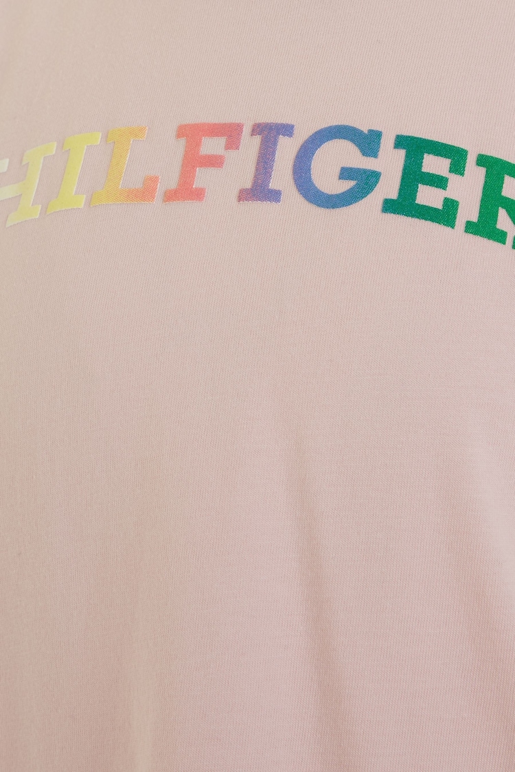 Tommy Hilfiger Pink Monotype Logo 100% Cotton T-Shirt - Image 6 of 6