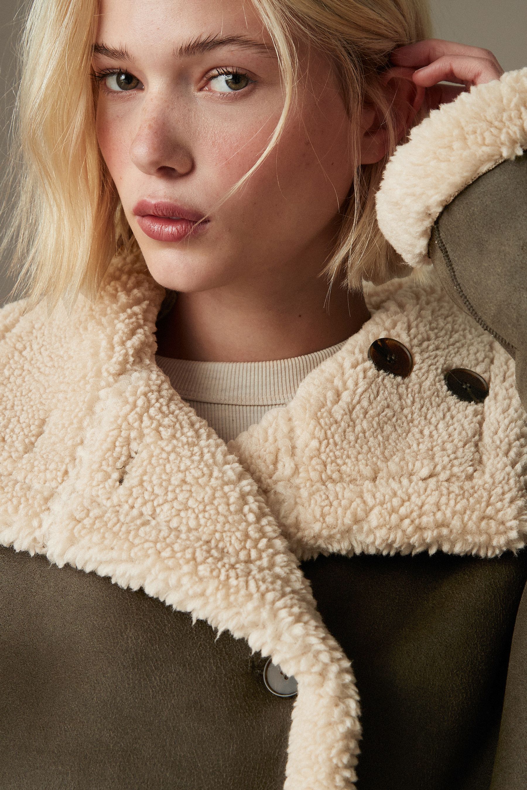 Teddy jacket khaki sales