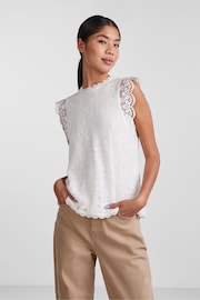 PIECES White Lace Detail Top - Image 1 of 2