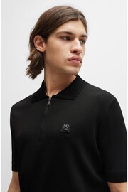 HUGO Zip-Neck Black Polo Shirt With Stacked Logo - Image 2 of 3