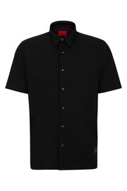 HUGO Relaxed Fit Black Shirt in Stretch Cotton Canvas - Image 6 of 6