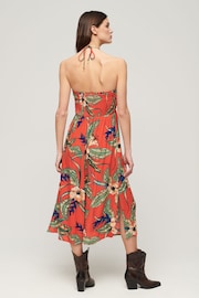 Superdry Red Smocked Midi Beach Dress - Image 2 of 6