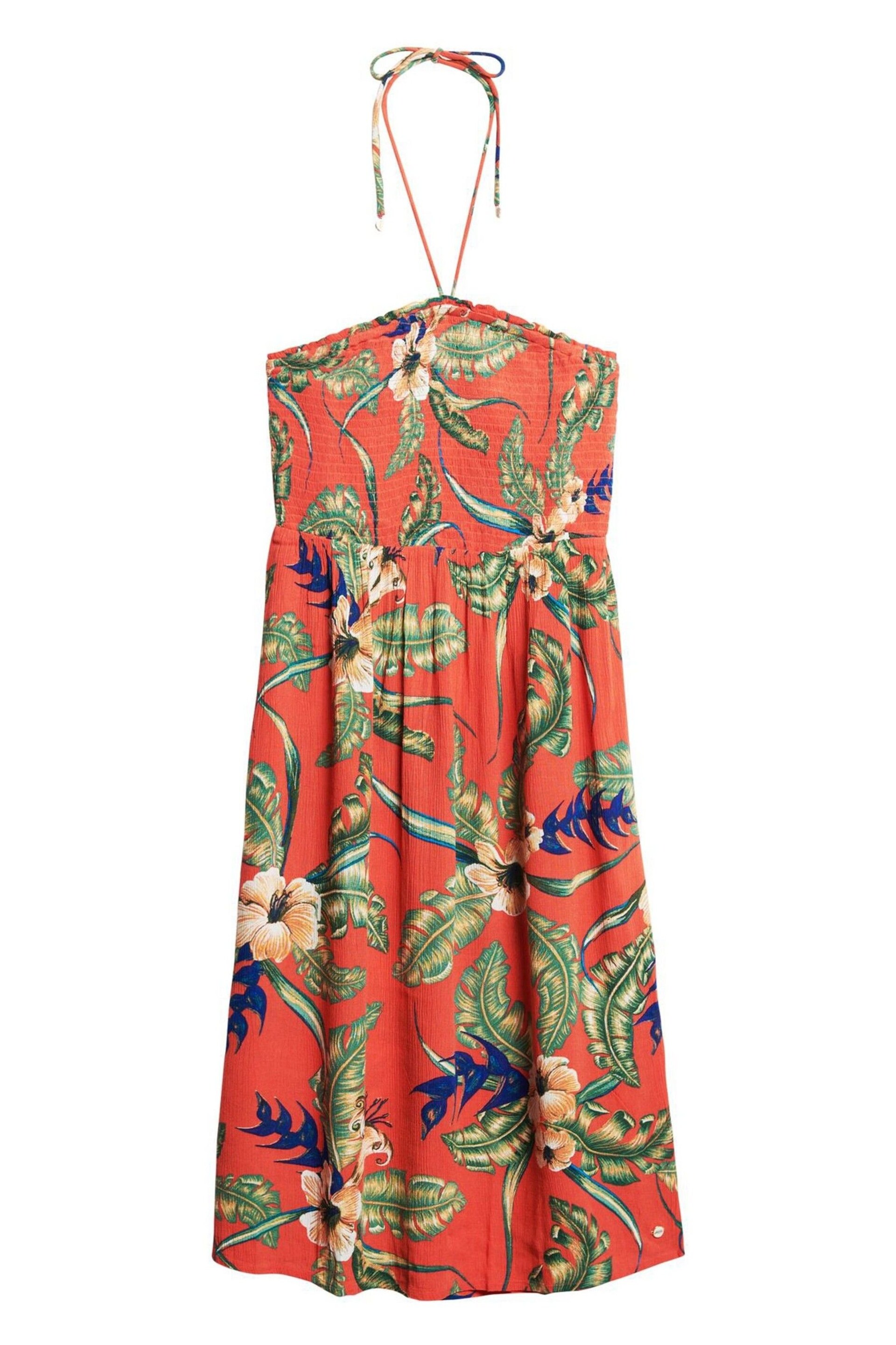 Superdry Red Smocked Midi Beach Dress - Image 4 of 6