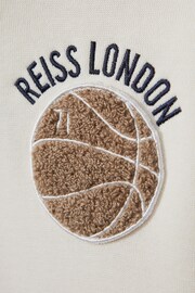 Reiss Off White Cottle Senior Relaxed Embroidered Basketball Hoodie - Image 4 of 4