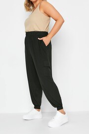 Yours Curve Black Jersey Cargo Harem Trousers - Image 1 of 2