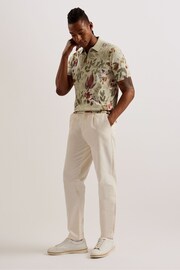 Ted Baker Cream Elsde Short Sleeve Regular Graphic Printed Polo Shirt - Image 2 of 6