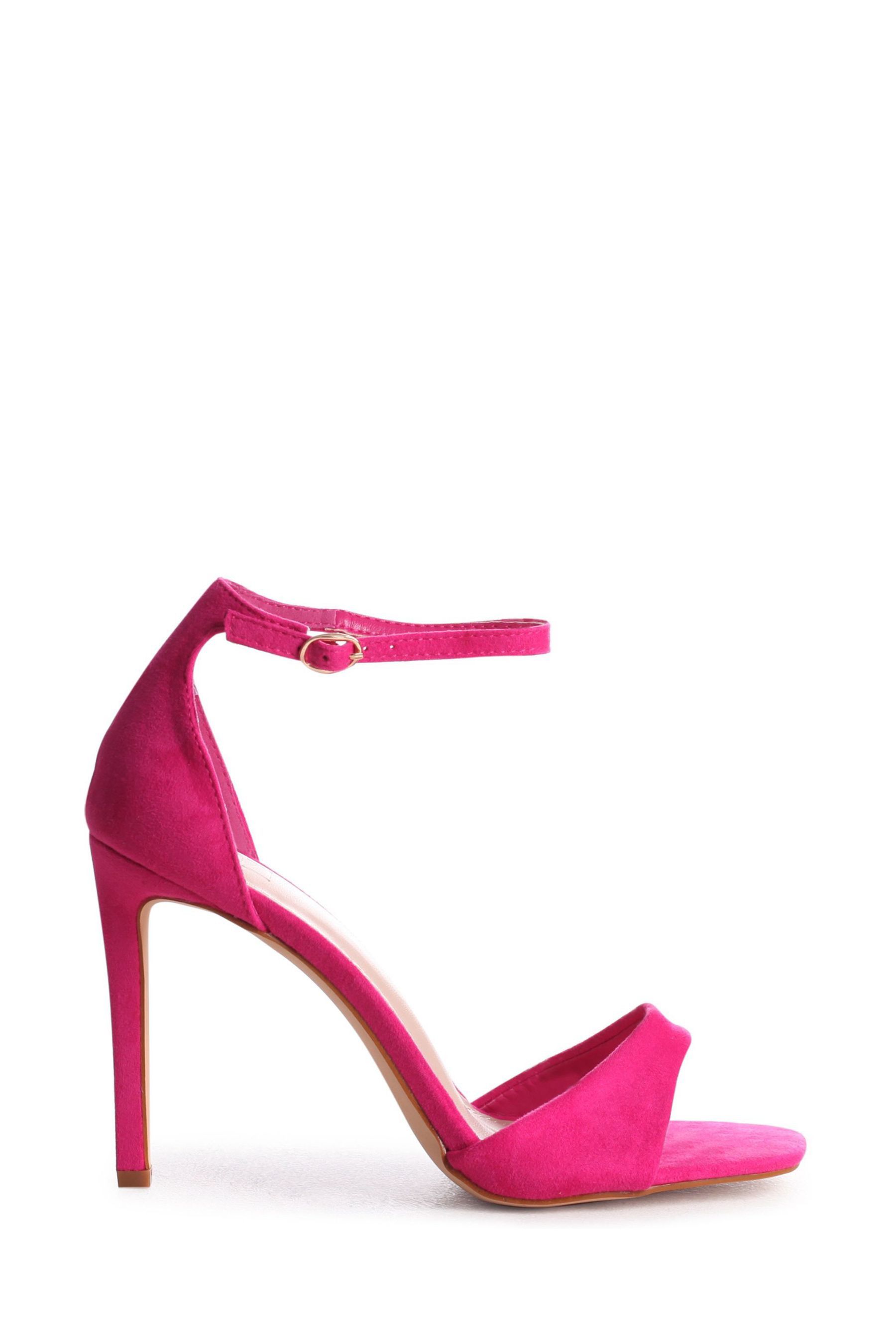 Linzi Pink Elsa Faux Suede Barely There Heeled Sandals