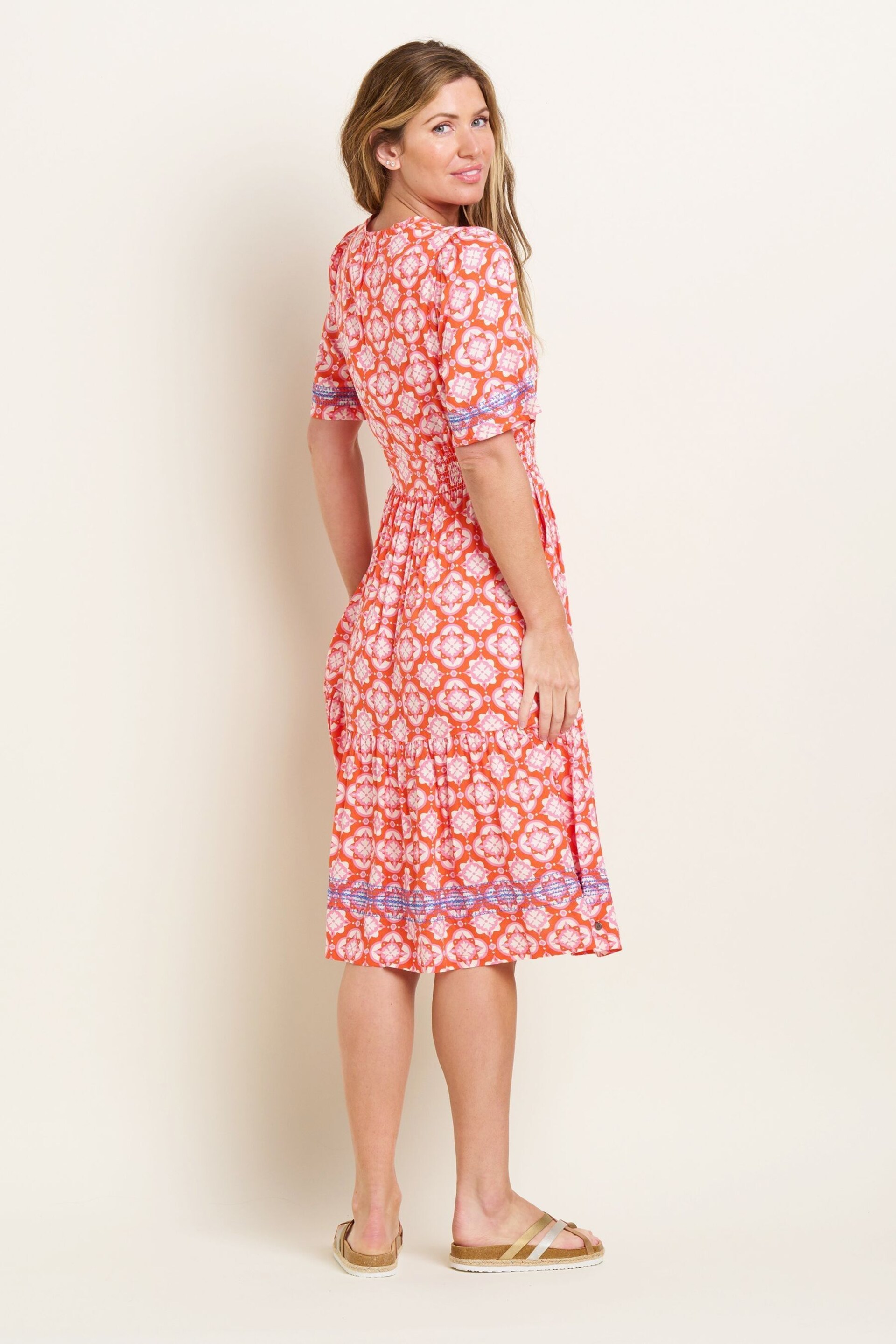 Brakeburn Pink Moroccan Tile Midi Dress - Image 2 of 4