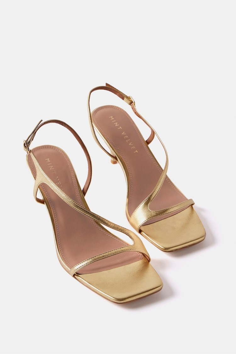 Mint Velvet Gold Minimalist Kitten Heels - Image 2 of 4