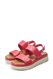 Moda in Pelle Tone Nelly Two Part Flexi Ring Hardware Wedge Sandals - Image 2 of 4