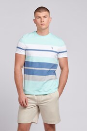 U.S. Polo Assn. Mens Blue Classic Fit Colourblock T-Shirt - Image 1 of 4