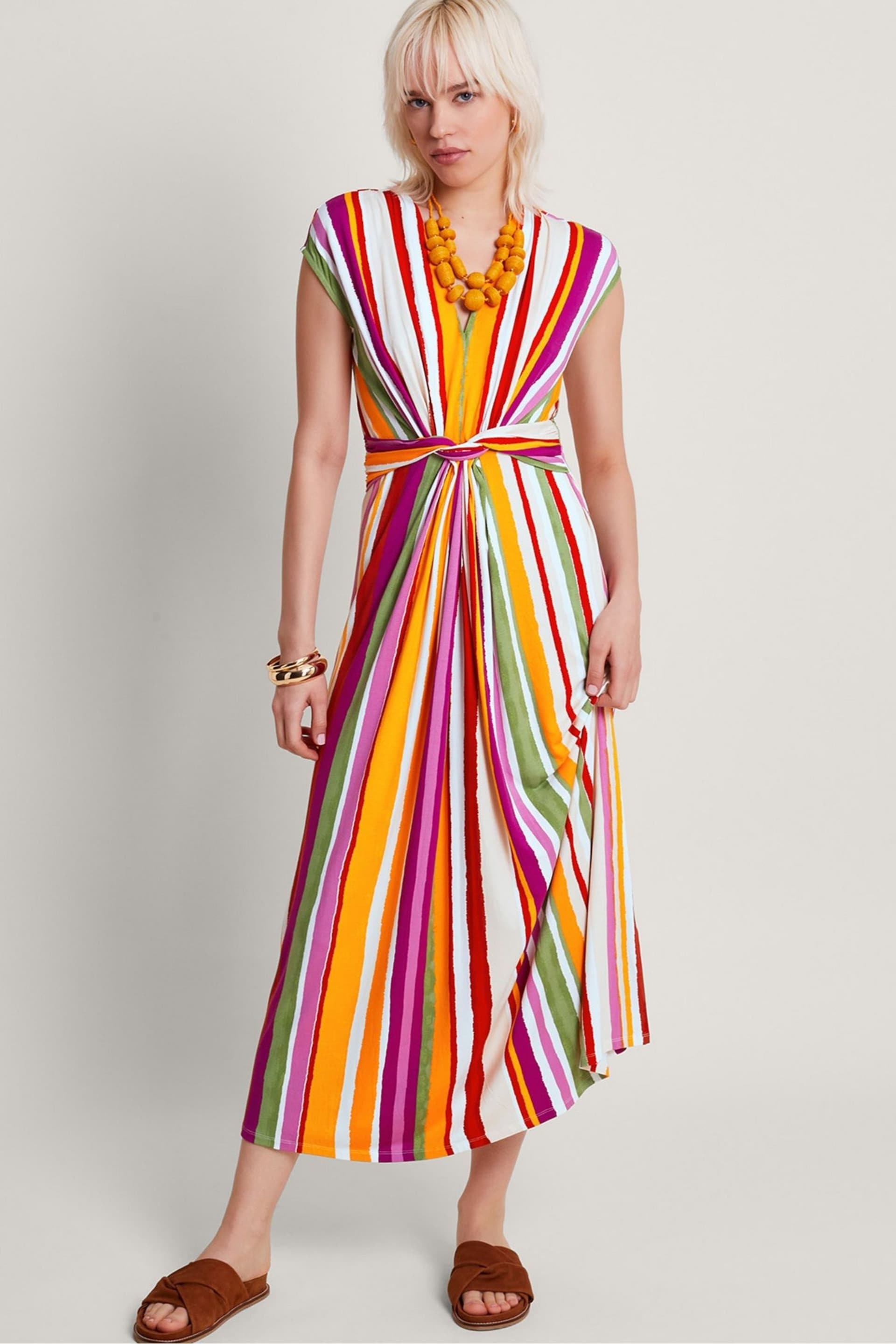 Monsoon Pink Elise Stripe Maxi Dress - Image 3 of 5