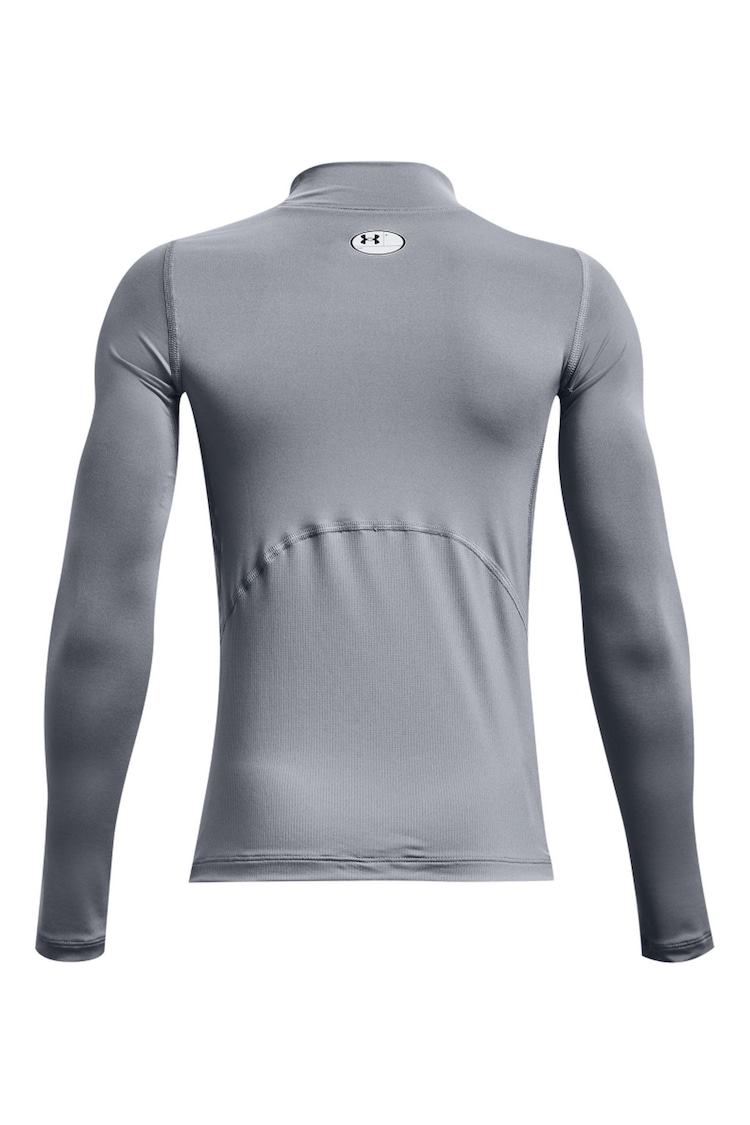 Under Armour Grey Youth Heat Gear Armour Mock Long Sleeve T-Shirt - Image 2 of 2