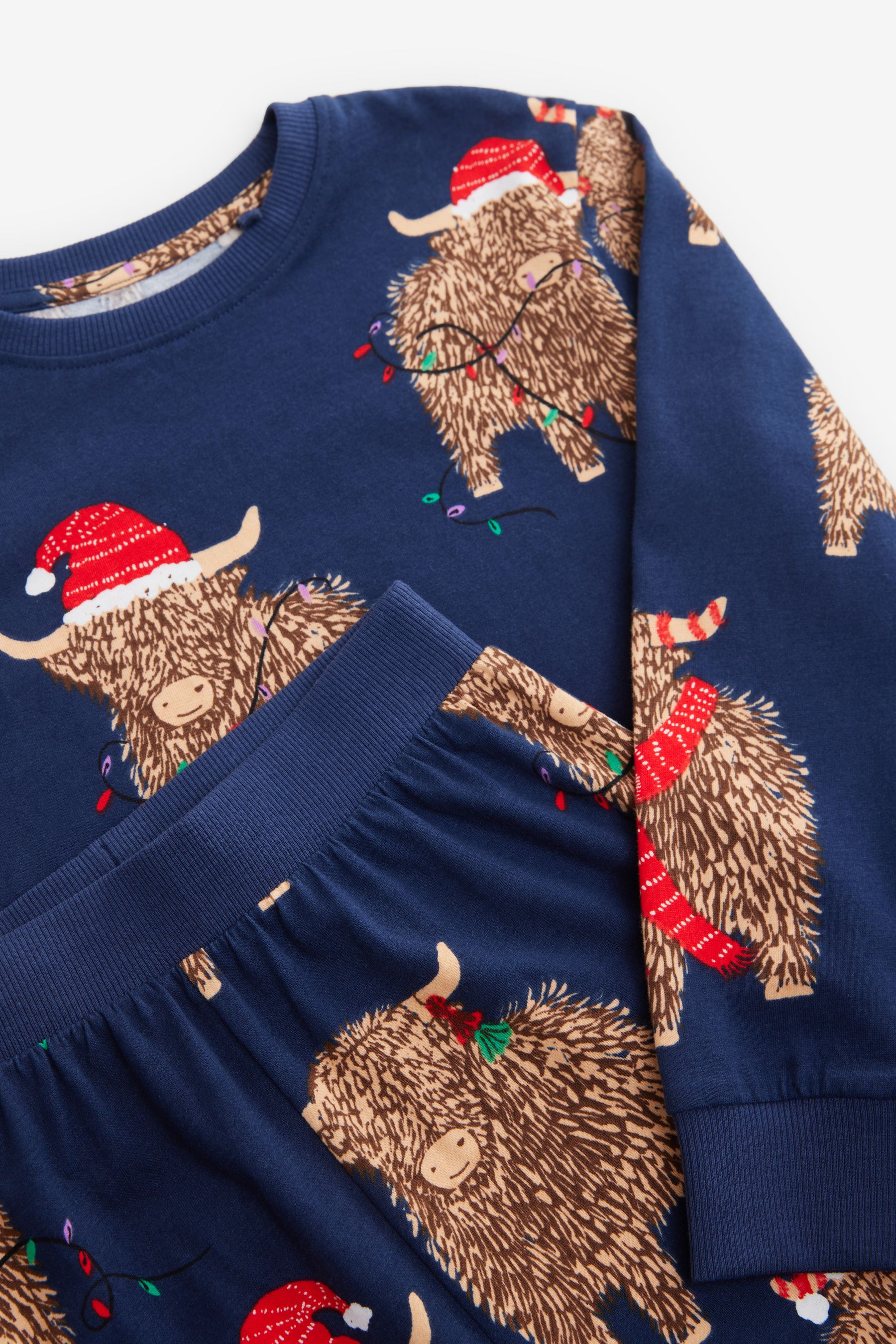 Buy Navy Blue Matching Family Kids Christmas Hamish The Highland Cow 100 Cotton Pyjamas 12mths 8yrs from the Next UK online shop